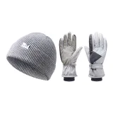 Knitted Hat (Gray)+Ski Glove (Light Gray)