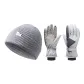 Knitted Hat (Gray)+Ski Glove (Light Gray)