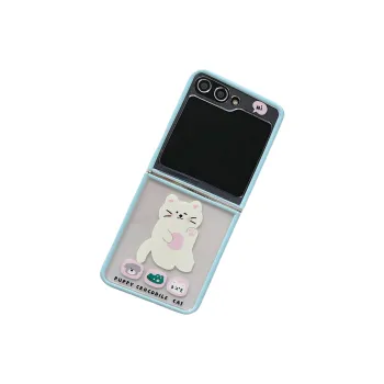 ZHUOJI PC Material Instagram Style Happy Puppy Samsung Foldable Phone Case Compatibility Samsung Galaxy Z Flip 5
