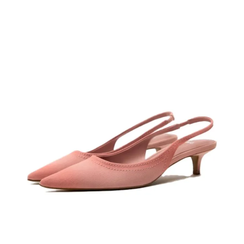 ZARA Slim Heel High Heels 4cm Women's Rose Red-1