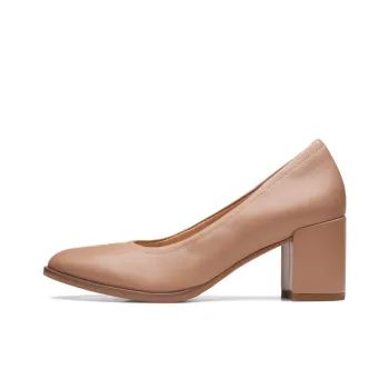 Clarks Frewa Series Chunky Heel High Heels 6.5cm Women's Khaki