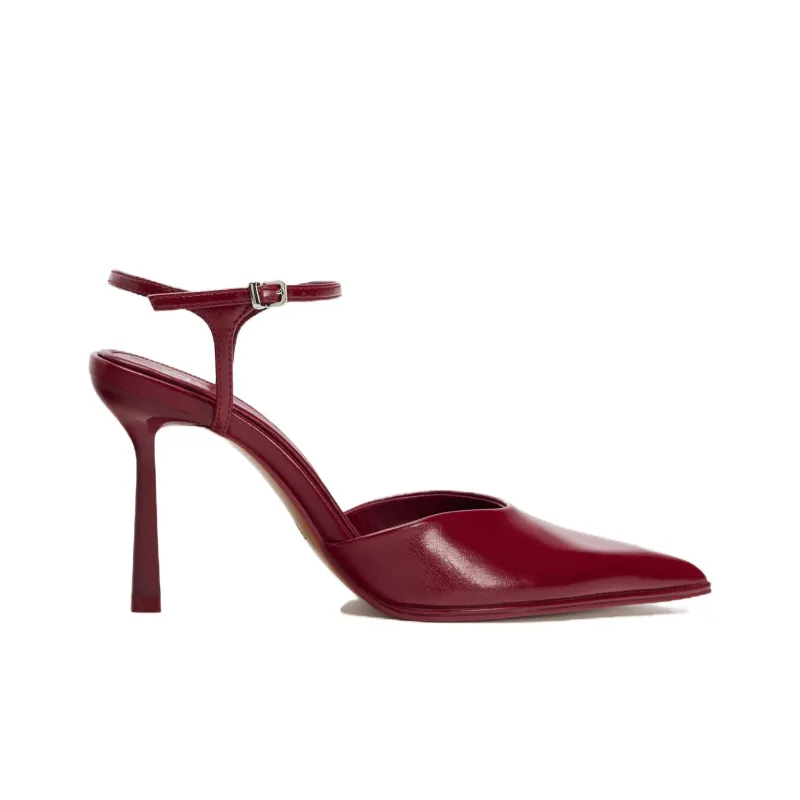 ZARA Slim Heel High Heels 9cm Women's Red-1