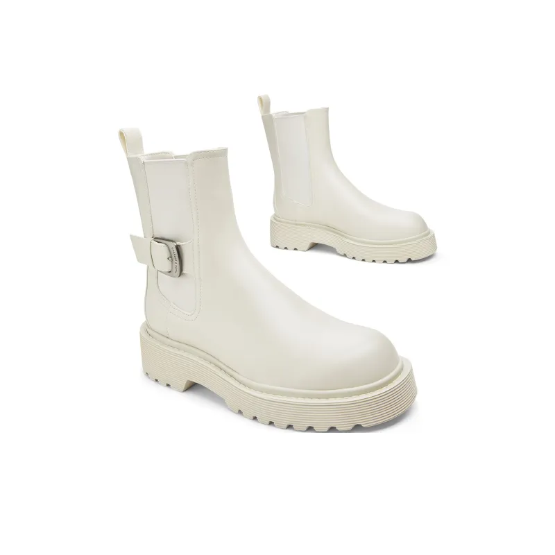 CHARLES&KEITH Small CK Ankle Boots 4.3cm Women's Black/Dark Brown Dark Brown/Chalk White-12