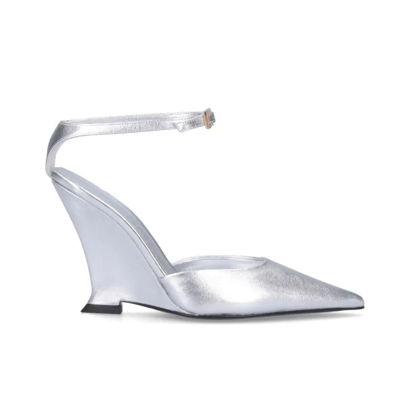 3JUIN Clea Wedge Heel High Heels Women's Silver-1