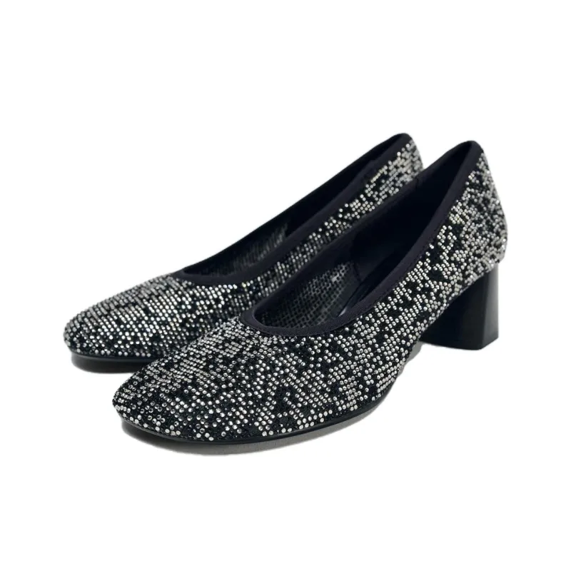 ZARA Chunky Heel High Heels 5cm Women's Silver-1
