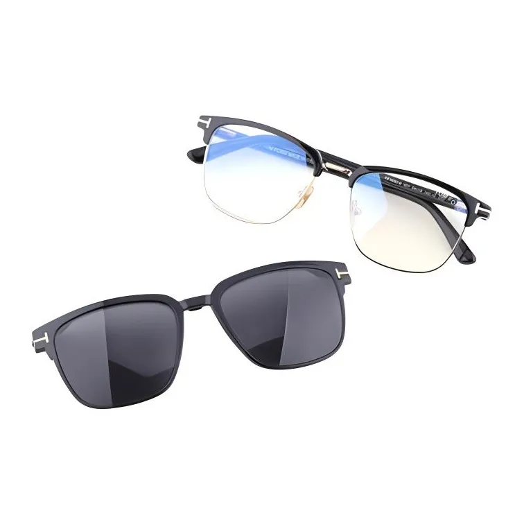 TF Plate And Metal Rectangular Eyeglass Frames Unisex Black-0
