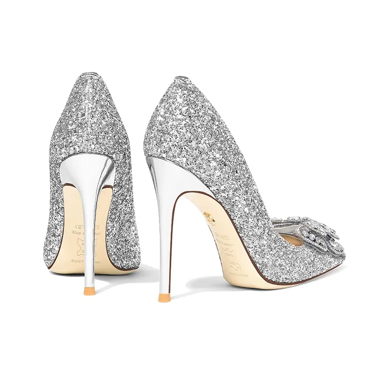 Holy Rose Gift Box Set Slim Heel High Heels Women's Silver-14