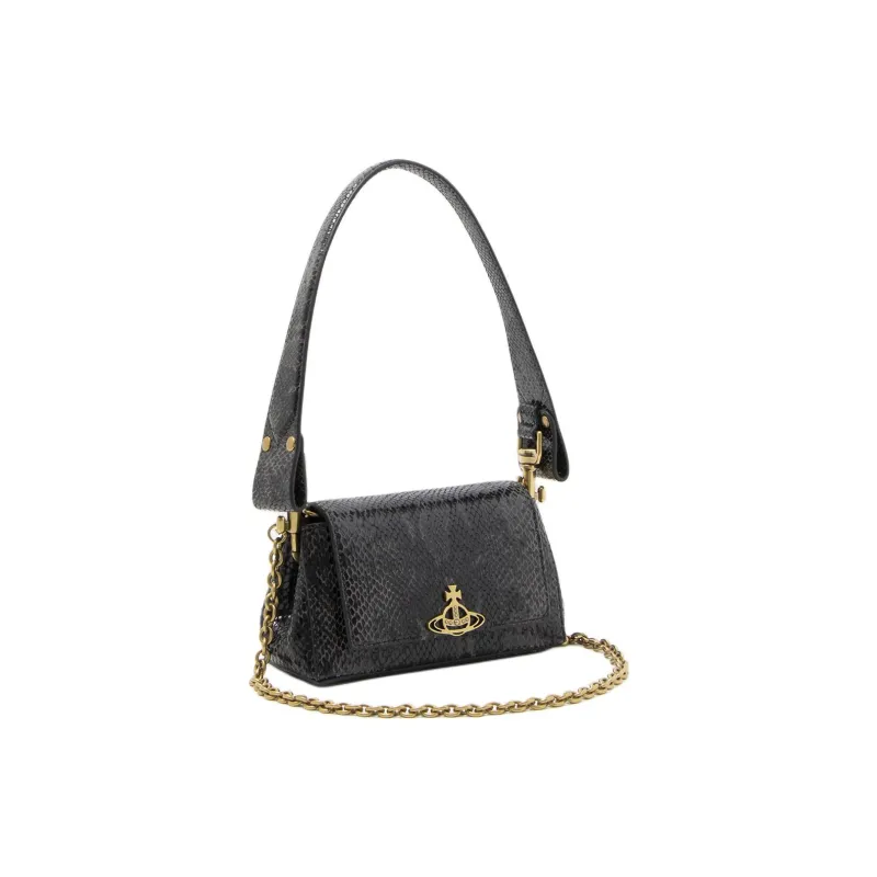 Vivienne Westwood HAZEL Goatskin Shoulder Bag, Crossbody Bag Trumpets Women's Black-1
