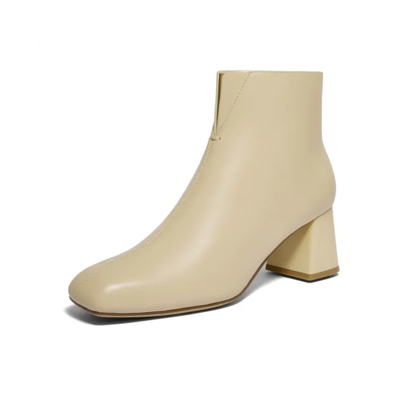 BELLE Ankle Boots 6cm Women's Apricot Brown Black-9