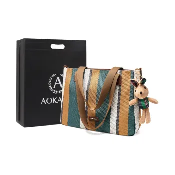 AOKANG Fabric Shoulder Bag, Tote Bag, Crossbody Bag, Tote Bag Large Size Women's Qingqiu Blue/Warm Beige Apricot