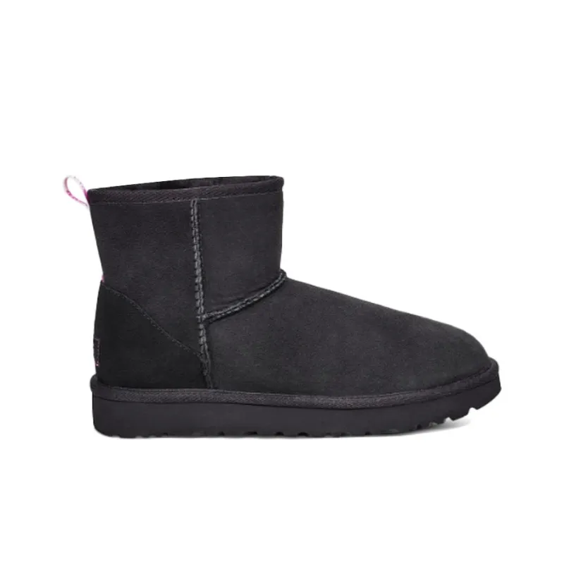 UGG Classic Mini Ii Graphic Logo High Top Fleece Lined Black Women's-1