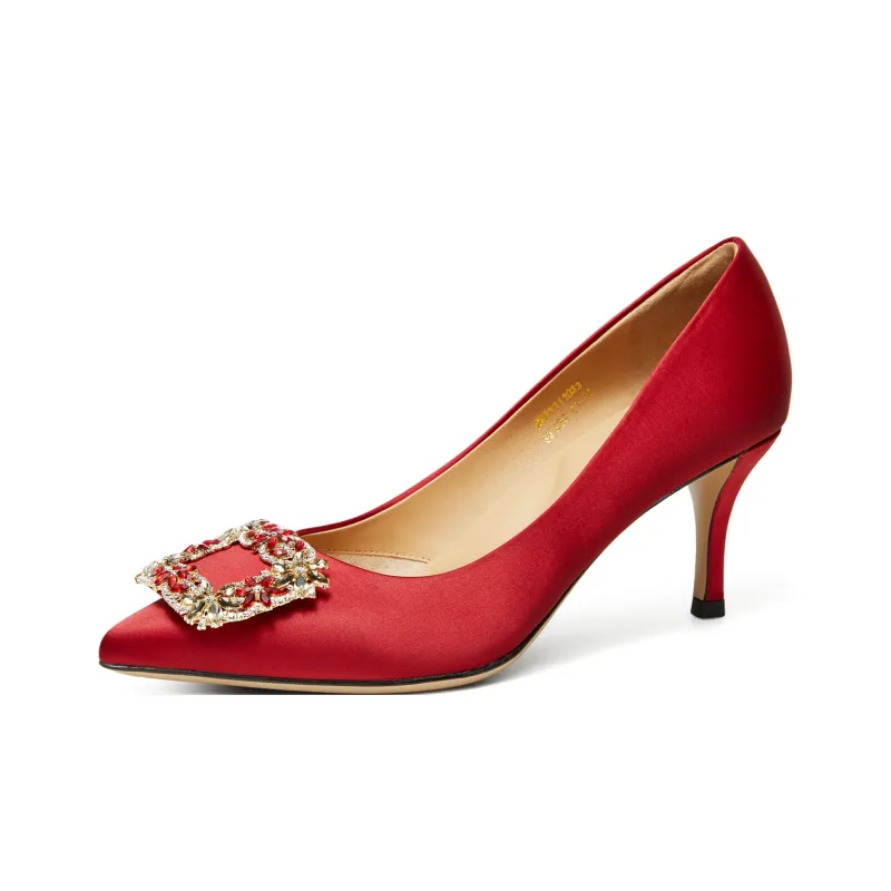Lazi Slim Heel High Heels 6.8cm Women's Red-0