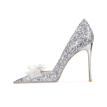 Ganxiaojie Slim Heel High Heels Women's Silver