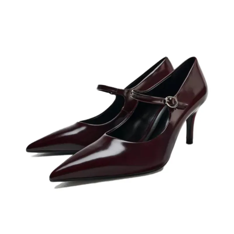 ZARA High Heels 7cm Women's Burgundy-2