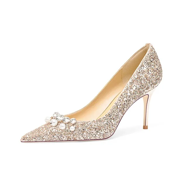 LOLY Slim Heel High Heels Women's Gold-0