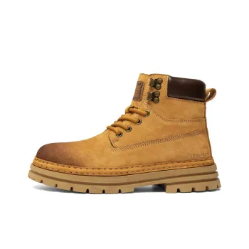 LINGPAO Martin Boots Men Gold/Khaki