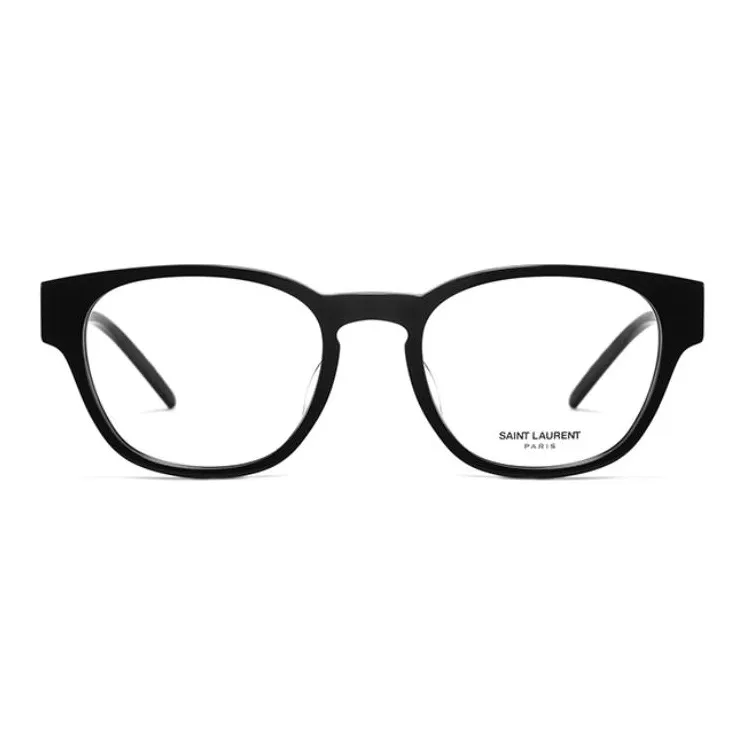 SAINT LAURENT Capsule Plate Frame Cat Eye Eyeglass Frames Unisex Black With Gold Logo-1