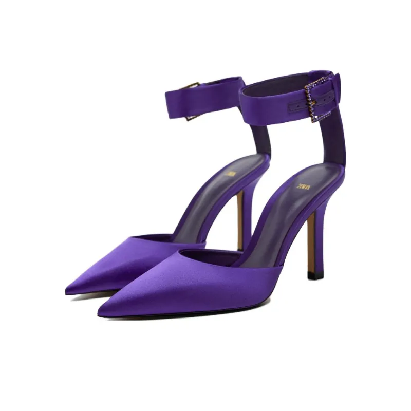 ZARA Slim Heel High Heels 9cm Women's Purple-1