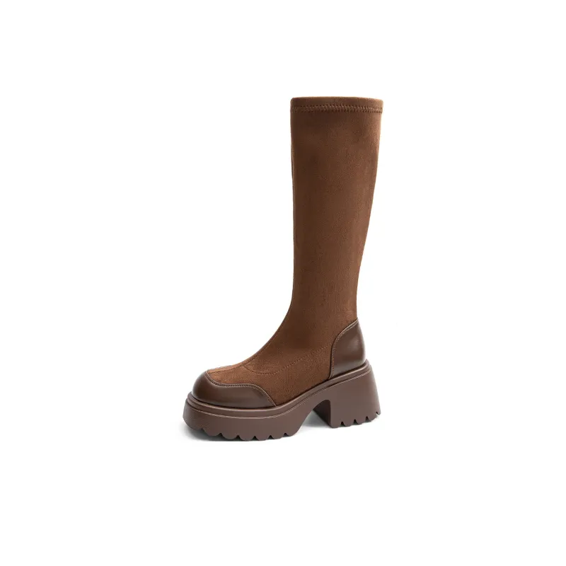 OMS Knee high Boots Women's Black/Brown-5