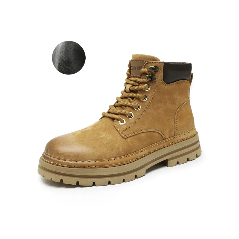 Qiandongmeili Martin Boots Men Gold/Khaki-10