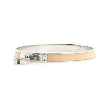 CHANEL 20th Century Palladium Plated Kelly H Lock Bangle Costume Bracelet
