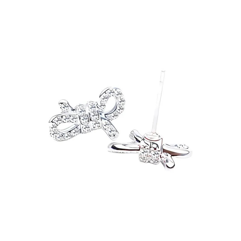Swarovski Faux Crystal Stone Stud Earrings Women's Silver-3