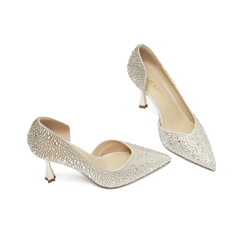 Lazi Slim Heel High Heels 8.5cm Women's Champagne-3