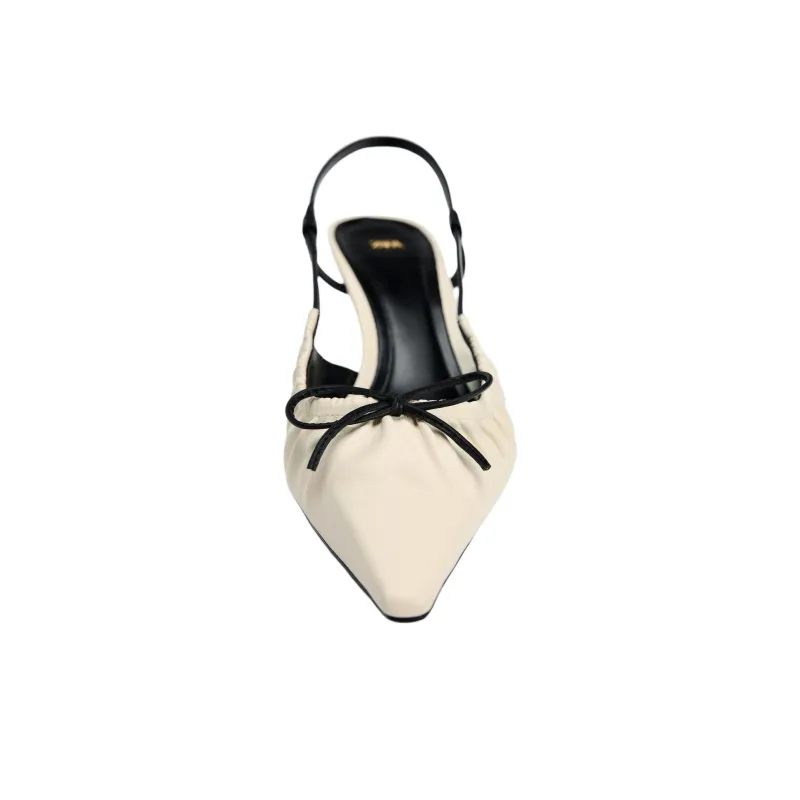 ZARA Slim Heel High Heels 5.5cm Women's Beige-4