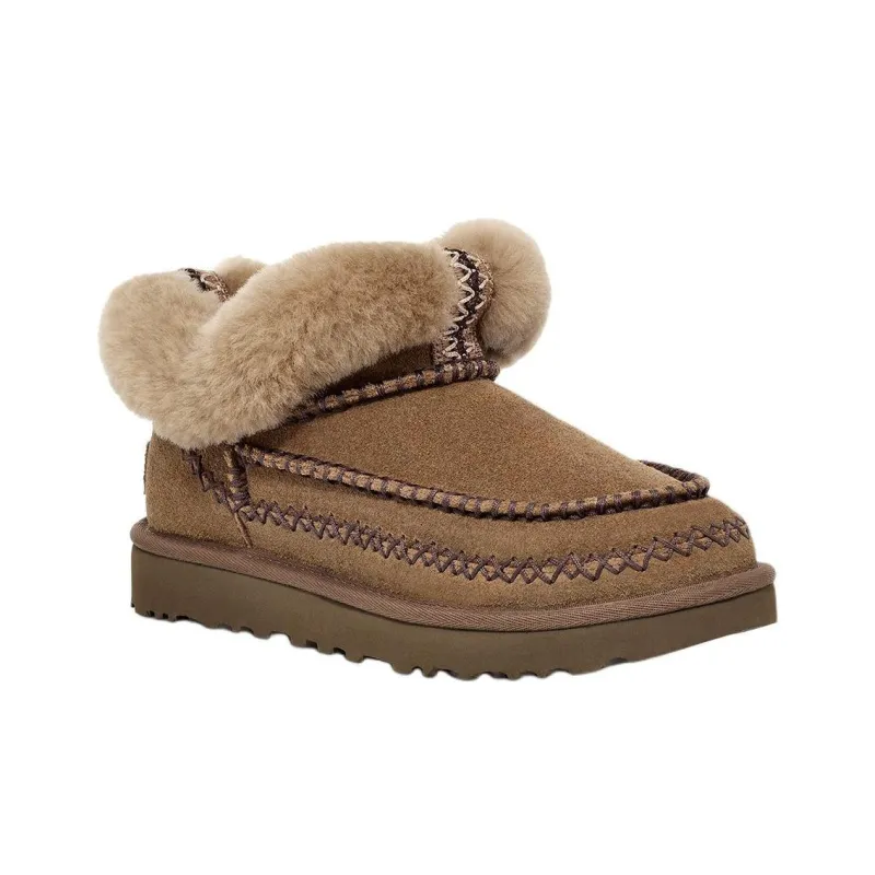 UGG Warm Ankle Length Snow Boots Women's Walnut-2