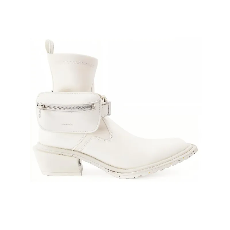Untitlab 13 Hitch Boots Shiny Off White Ankle Boots Unisex White-1
