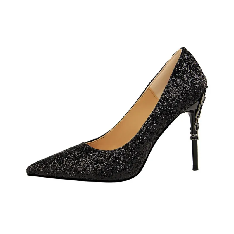 QITUMAUL Slim Heel High Heels 9.5cm Women's-6