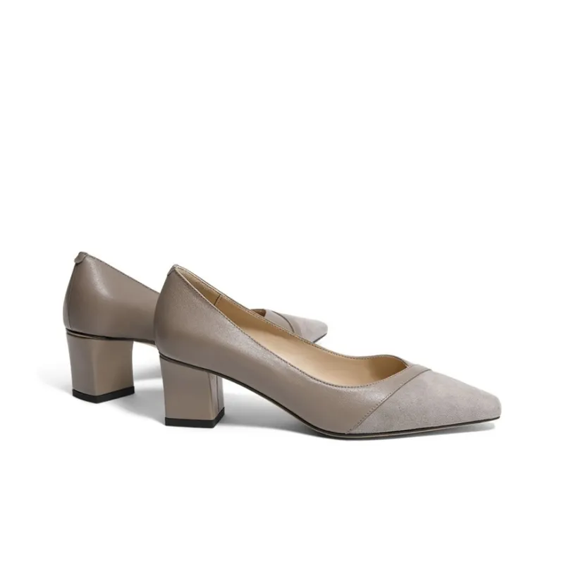 CAMEIDO Chunky Heel High Heels 5.5CM Women's Gray-1