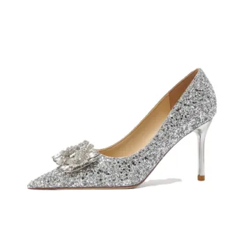 RoseDoris High Heels Women's Silver/Champagne/Red