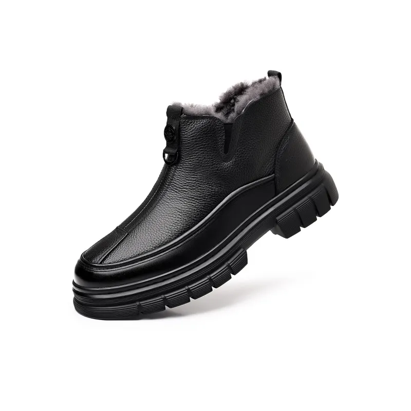 Kangaroo Head Warm Short Snow Boots Unisex Black-1