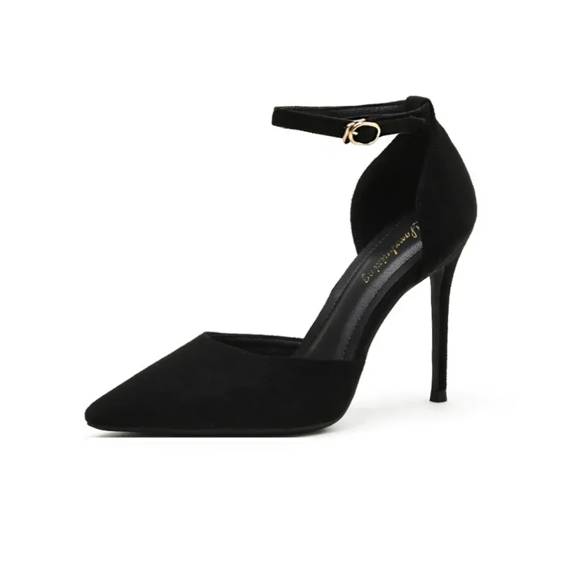 HKCP Slim Heel High Heels 8cm Women's Black-0