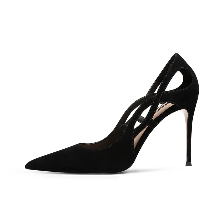 JOOC Slim Heel High Heels 7cm Women's Black-0