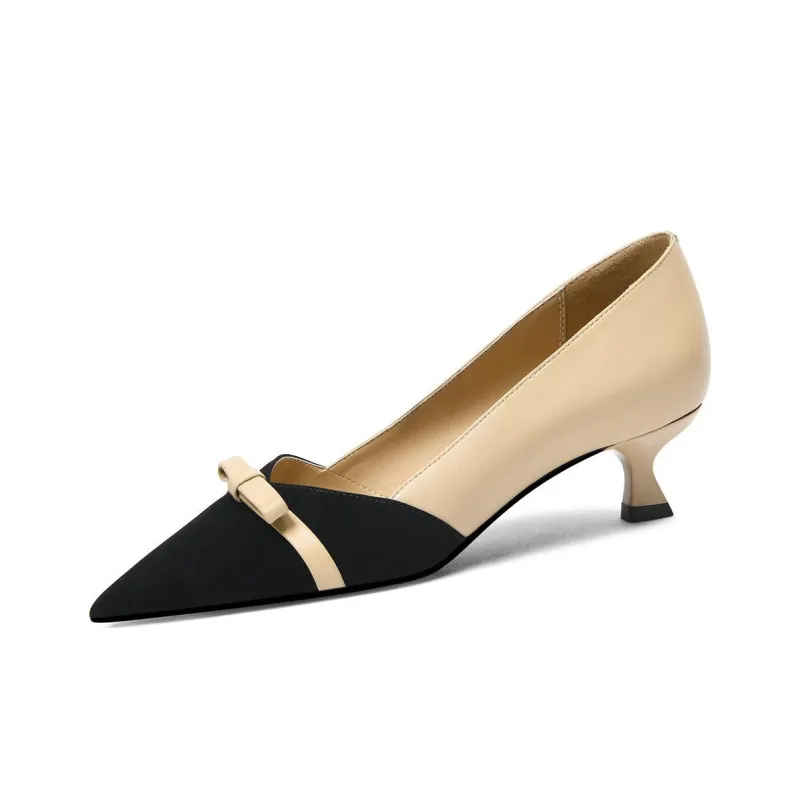 CAMEIDO Slim Heel High Heels 4.5cm Women's Black Apricot-0