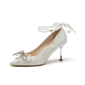 AGSDON Slim Heel High Heels 7.5cm Women's Silver