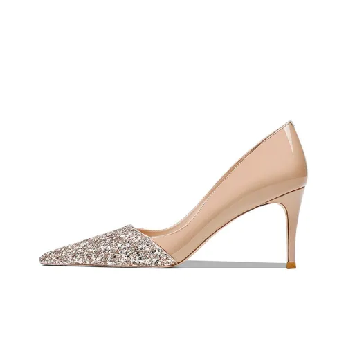 PRETY PEKI Slim Heel High Heels 7cm Women's Nude