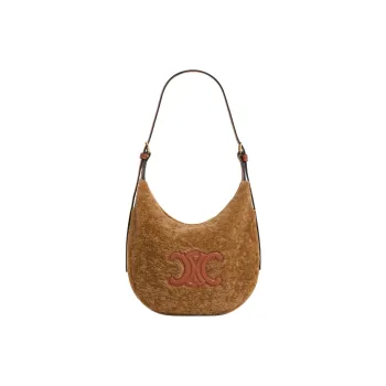 CELINE Cuir Triomphe Shearling Crossbody Bag, Shoulder Bag Small Size Women's Brown
