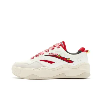 QIAODAN Panda Print Anti Slip Wear Resistant Low Top Skateboard Shoes Women's White Red