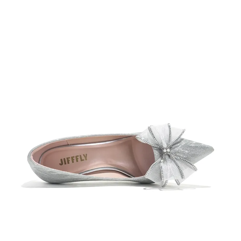 Jifffly Slim Heel High Heels Women's Silver-4