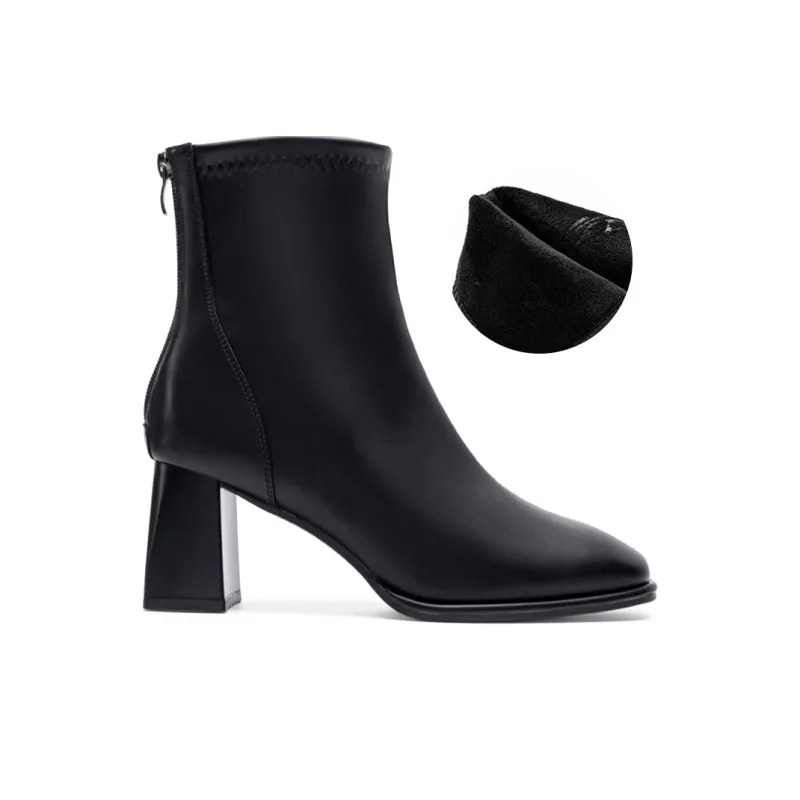 ZHR Ankle Boots Women's Black/Milk Tea/Beige-1