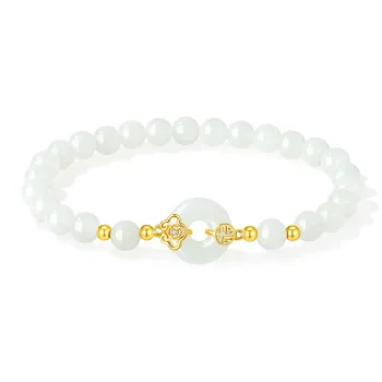Lao Feng Xiang Hetian Jade Bracelets Pale Greenish White Jade Women's