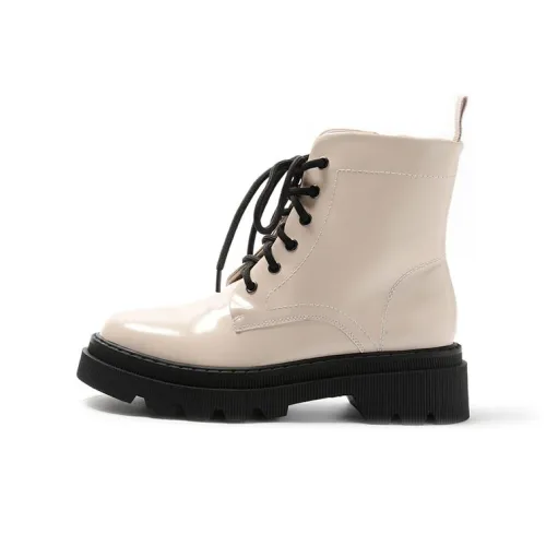 STEVE MADDEN Martin Boots Women's Ecru/Black