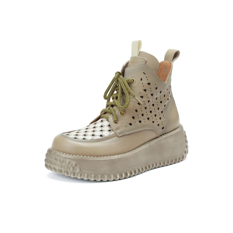 OCCAMAN Ankle Boots Women's High Top Cameo Brown/Khaki-0