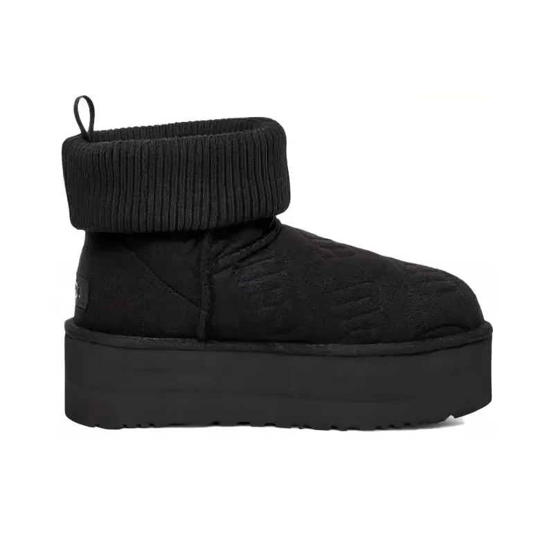 UGG Classic Mini Platform Felted Boot Black Women's-1
