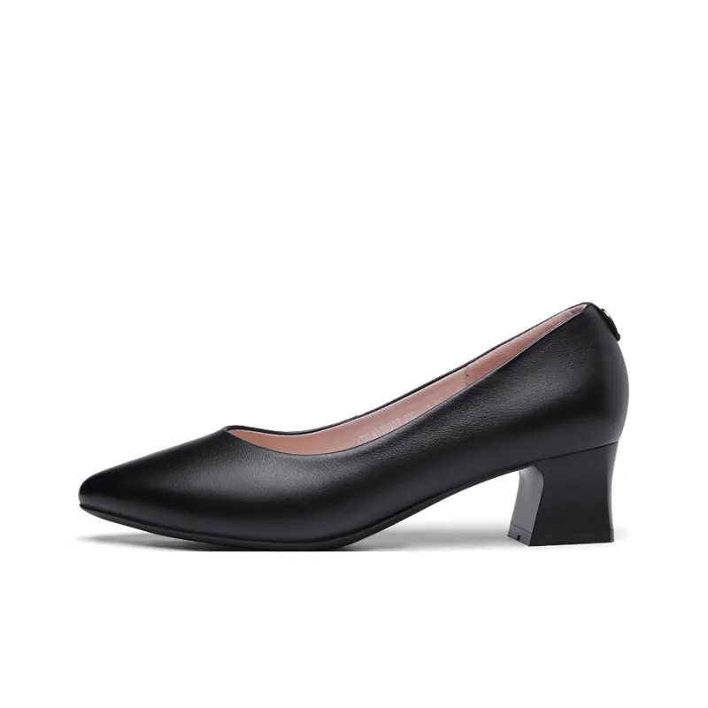 Strongman 3515 Women's Spring And Fall Low Vamp Chunky Heel Commute Work Shoes-0