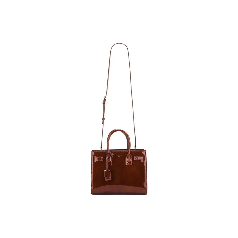SAINT LAURENT SAC DE JOUR Patent Leather Shoulder Bag, Crossbody Bag, Handbag Women's Red-1