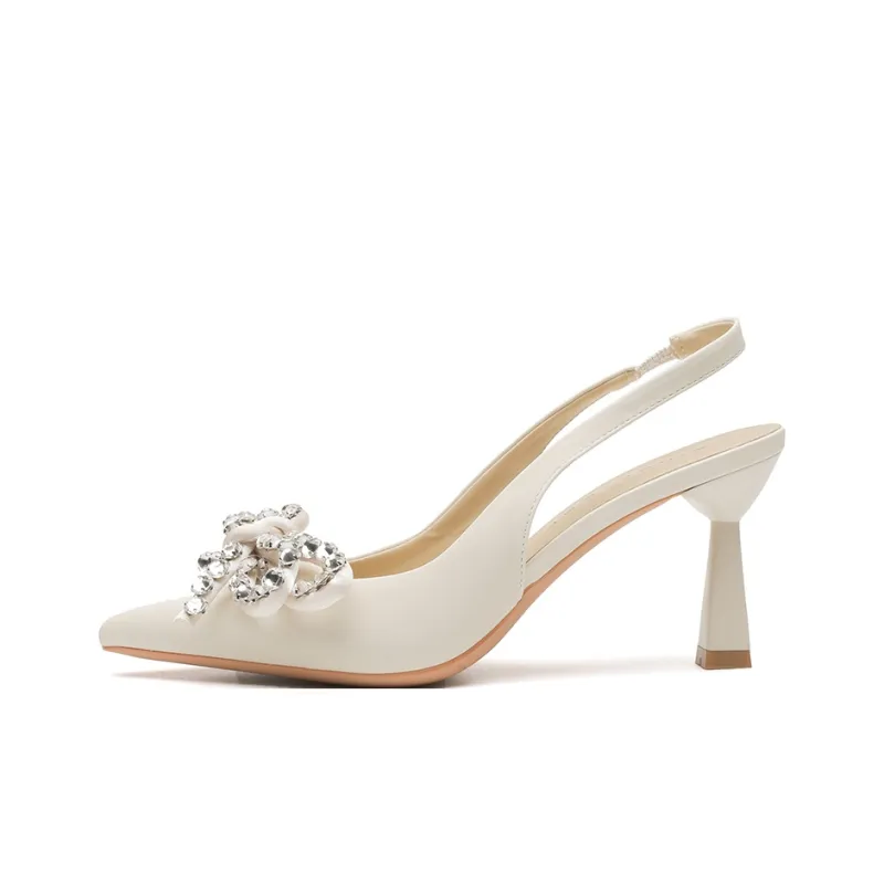 Ainer-cat Spool Heel High Heels 7.5cm Women's Apricot-0